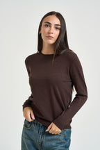 Maglia donna girocollo marrone DGF6900 MORO INCLOTH 