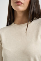 Maglia donna girocollo panna DGF6900 NATURALE INCLOTH 