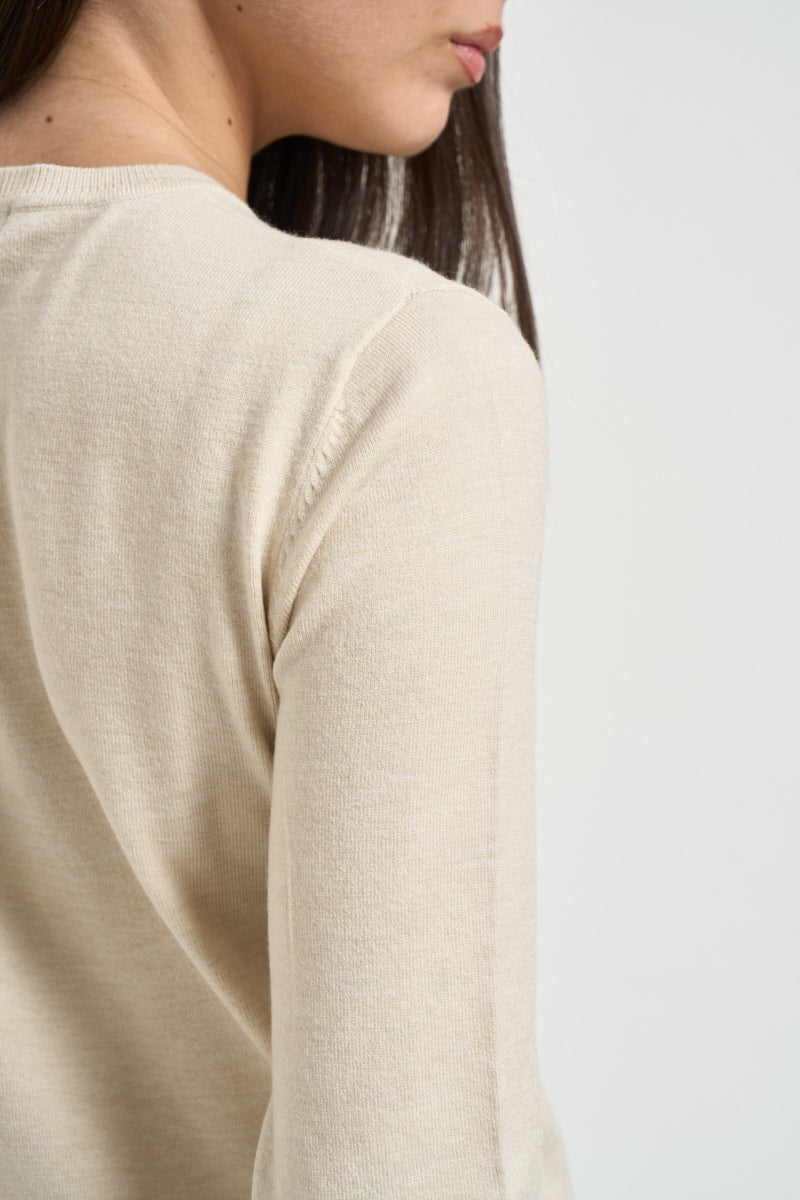 Maglia donna girocollo panna DGF6900 NATURALE INCLOTH 