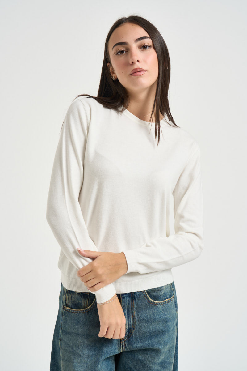 Maglia donna girocollo bianco latte DGF6900 PANNA INCLOTH 