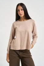 Maglia donna con fondo ampio beige rosato DGF6906 BEIGE INCLOTH 