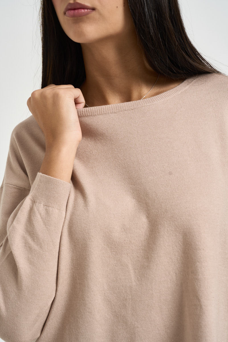 Maglia donna con fondo ampio beige rosato DGF6906 BEIGE INCLOTH 