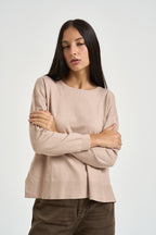 Maglia donna con fondo ampio beige rosato DGF6906 BEIGE INCLOTH 