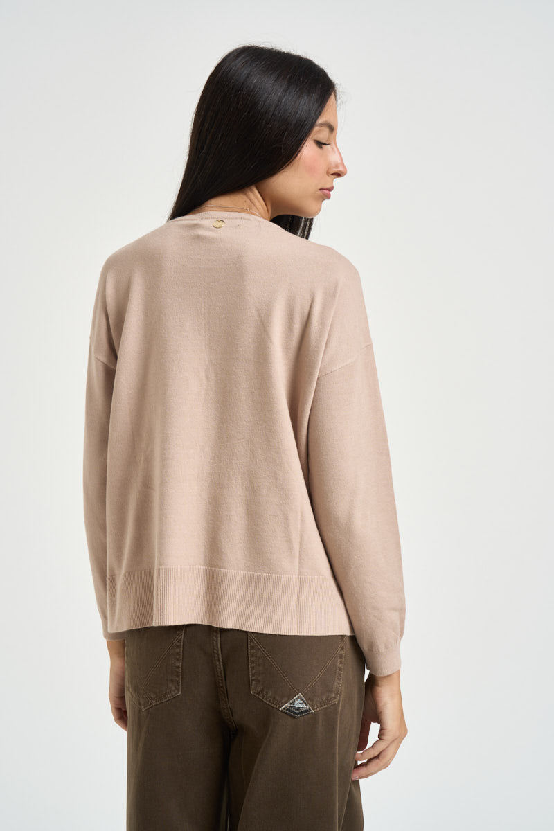 Maglia donna con fondo ampio beige rosato DGF6906 BEIGE INCLOTH 