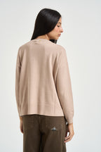 Maglia donna con fondo ampio beige rosato DGF6906 BEIGE INCLOTH 