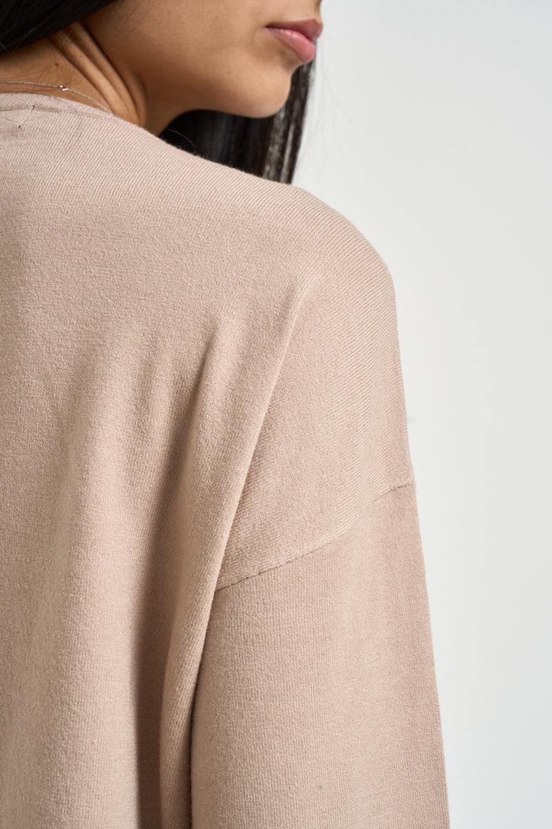 Maglia donna con fondo ampio beige rosato DGF6906 BEIGE INCLOTH 