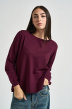 Maglia donna con fondo ampio vinaccia DGF6906 BORDEAUX INCLOTH 