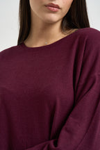 Maglia donna con fondo ampio vinaccia DGF6906 BORDEAUX INCLOTH 