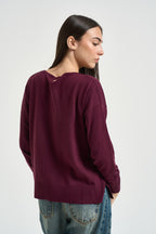 Maglia donna con fondo ampio vinaccia DGF6906 BORDEAUX INCLOTH 