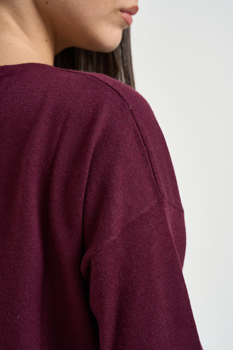 Maglia donna con fondo ampio vinaccia DGF6906 BORDEAUX INCLOTH 