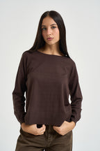 Maglia donna con fondo ampio marrone DGF6906 MORO INCLOTH 