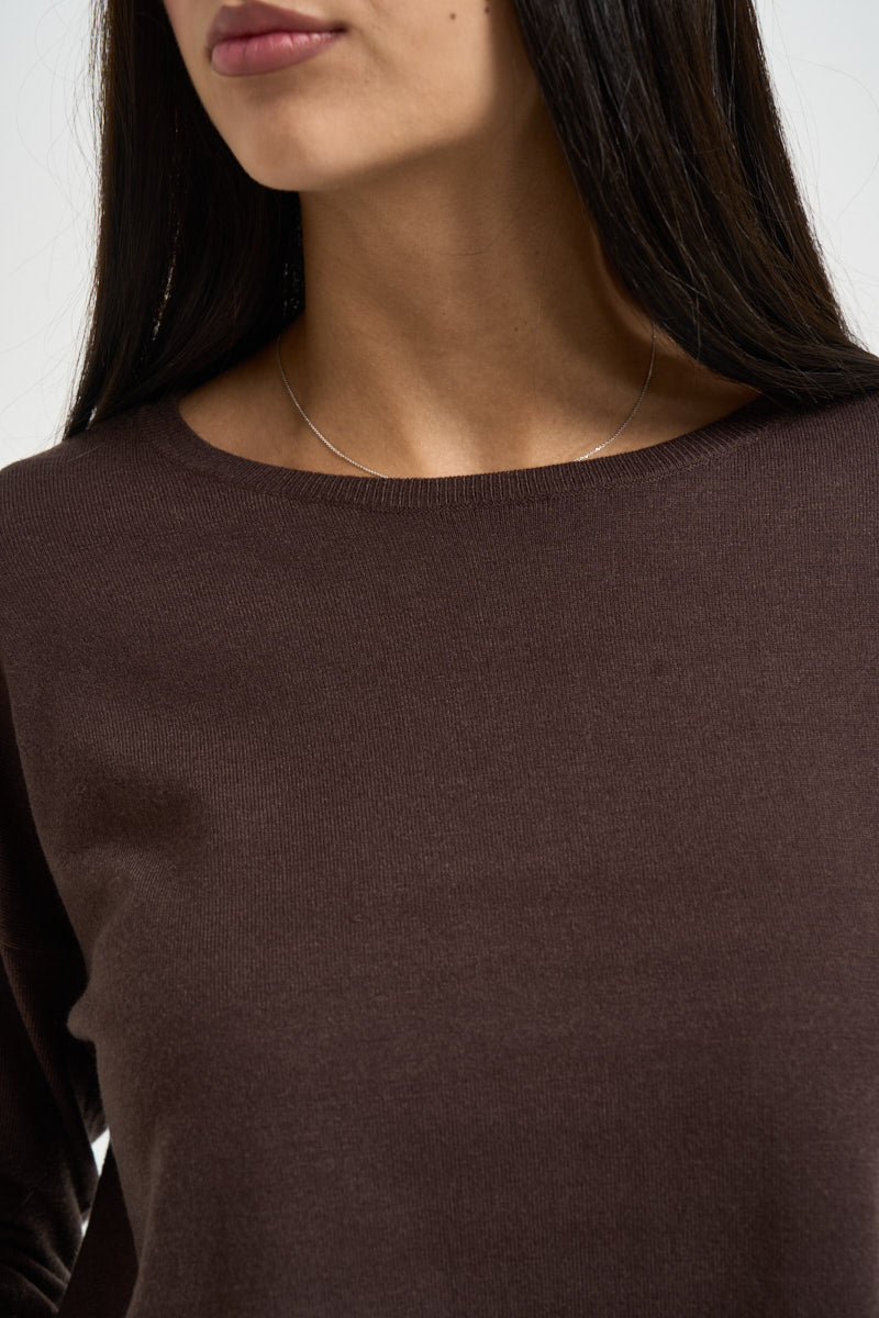 Maglia donna con fondo ampio marrone DGF6906 MORO INCLOTH 
