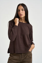 Maglia donna con fondo ampio marrone DGF6906 MORO INCLOTH 