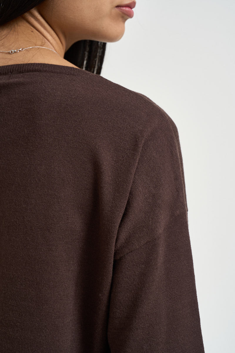 Maglia donna con fondo ampio marrone DGF6906 MORO INCLOTH 