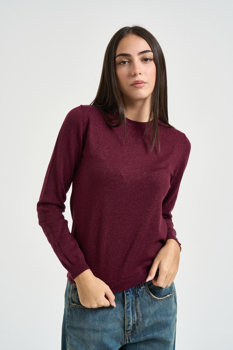 Maglia donna in lurex bordeaux DGF6940 BORDEAUX INCLOTH 