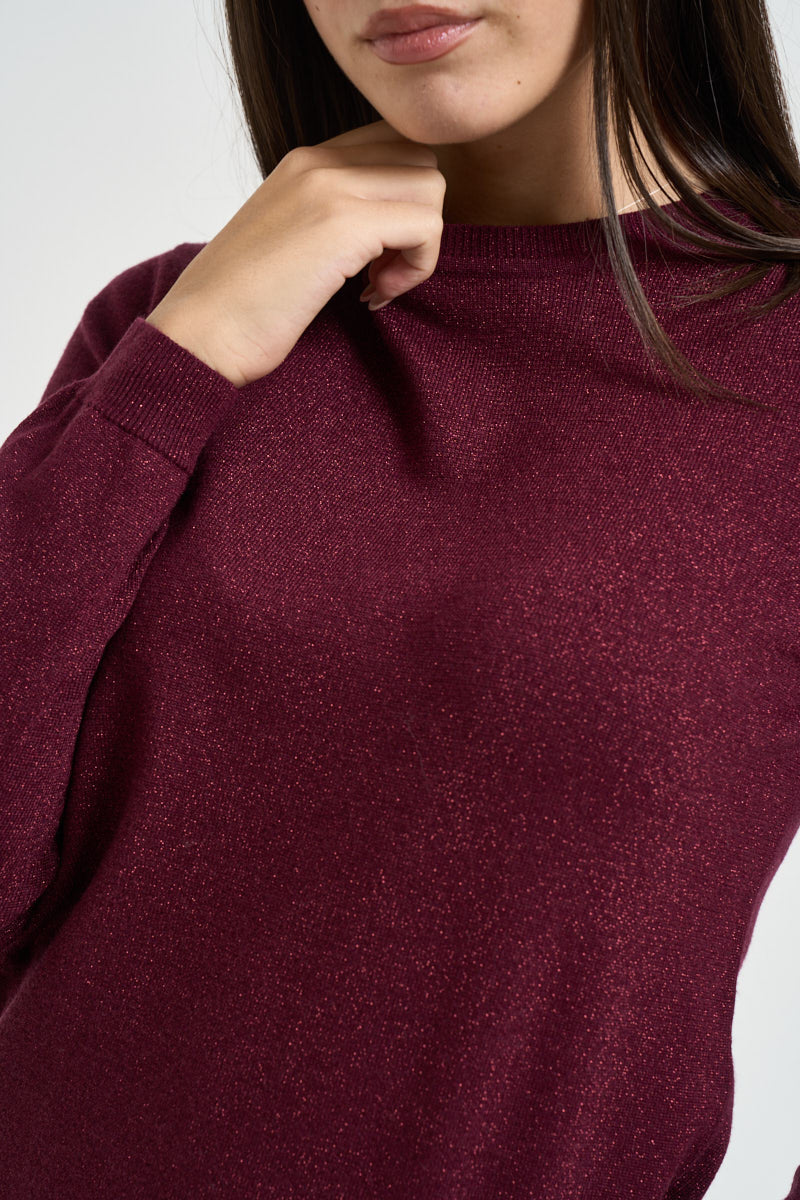 Maglia donna in lurex bordeaux DGF6940 BORDEAUX INCLOTH 