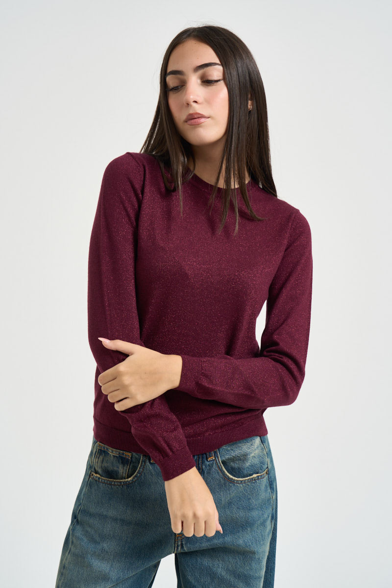 Maglia donna in lurex bordeaux DGF6940 BORDEAUX INCLOTH 