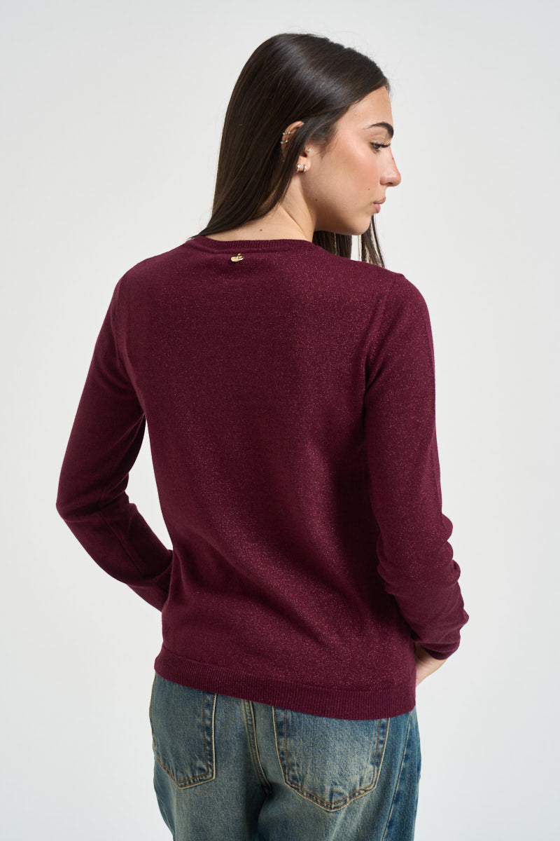 Maglia donna in lurex bordeaux DGF6940 BORDEAUX INCLOTH 
