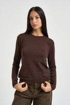 Maglia donna in lurex marrone scuro DGF6940 MORO INCLOTH 