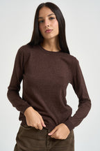 Maglia donna in lurex marrone scuro DGF6940 MORO INCLOTH 
