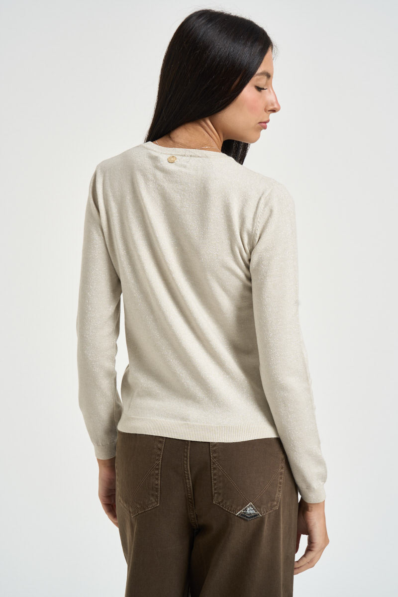 Maglia donna in lurex panna DGF6940 NATURALE INCLOTH 