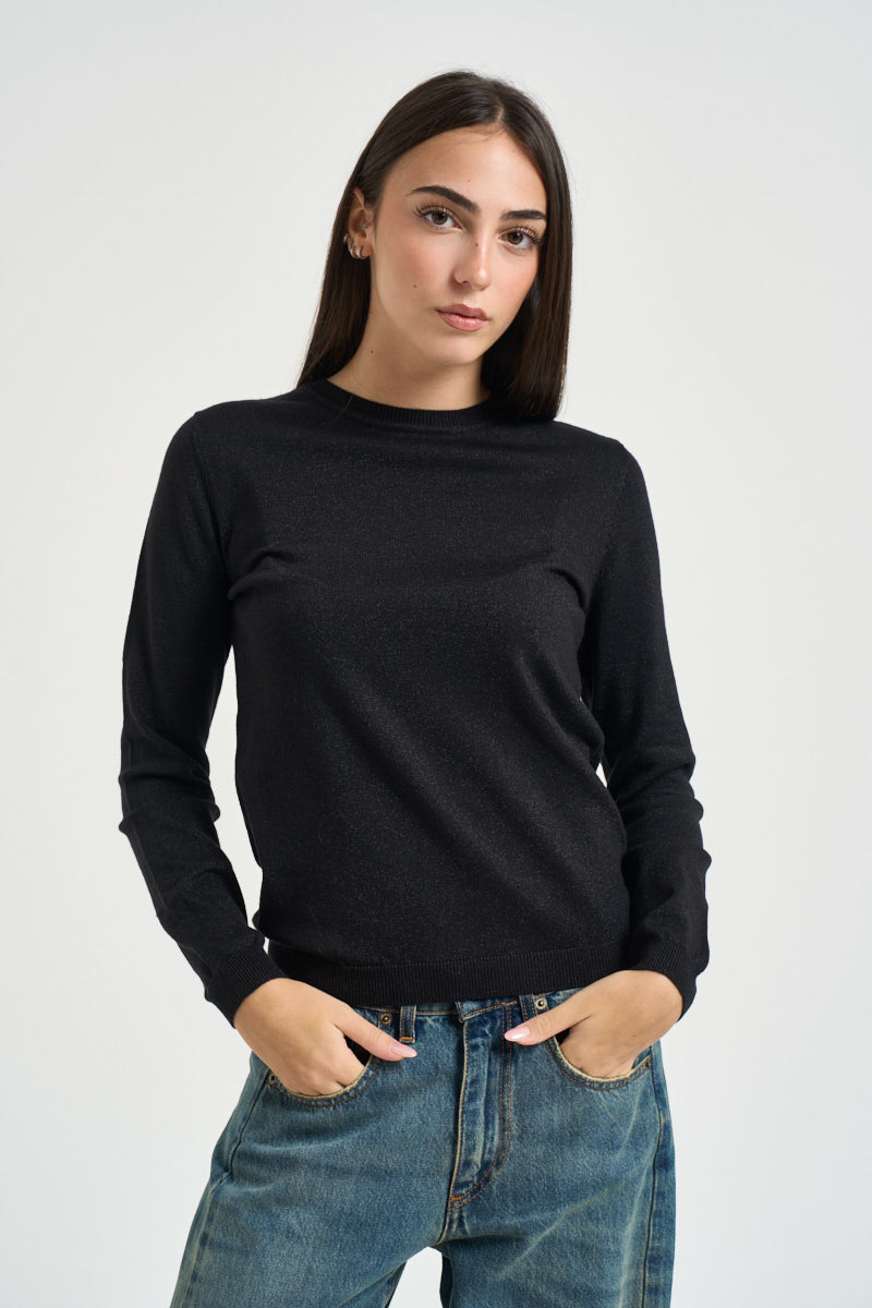 Maglia donna in lurex nera DGF6940 NERO INCLOTH 