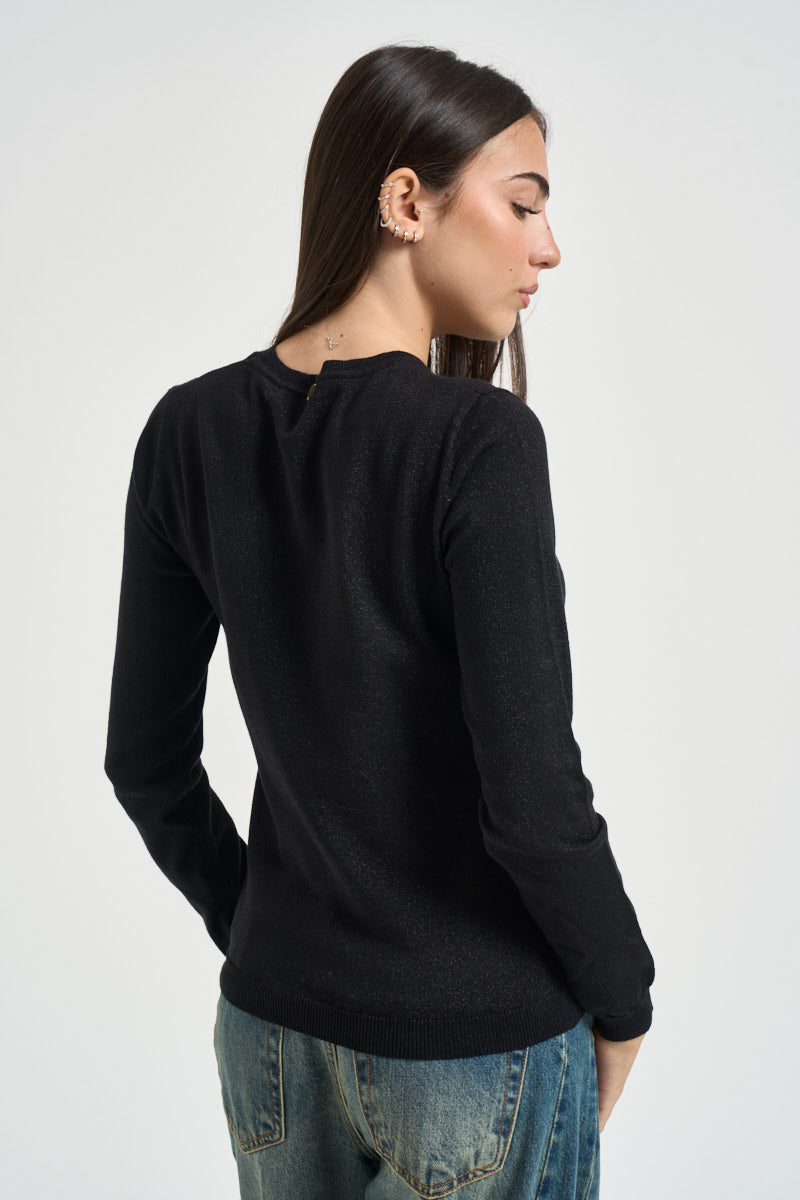 Maglia donna in lurex nera DGF6940 NERO INCLOTH 