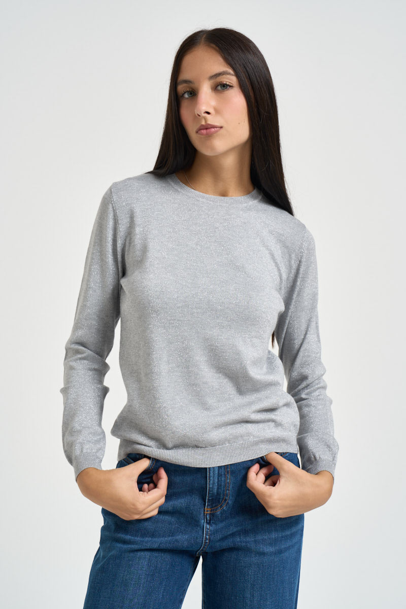 Maglia donna in lurex grigia DGF6940 PERLA INCLOTH 