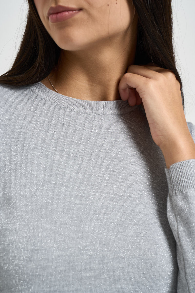 Maglia donna in lurex grigia DGF6940 PERLA INCLOTH 