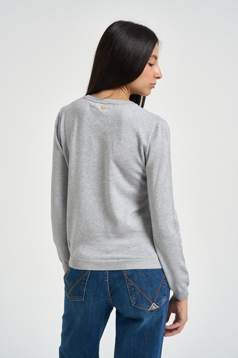 Maglia donna in lurex grigia DGF6940 PERLA INCLOTH 