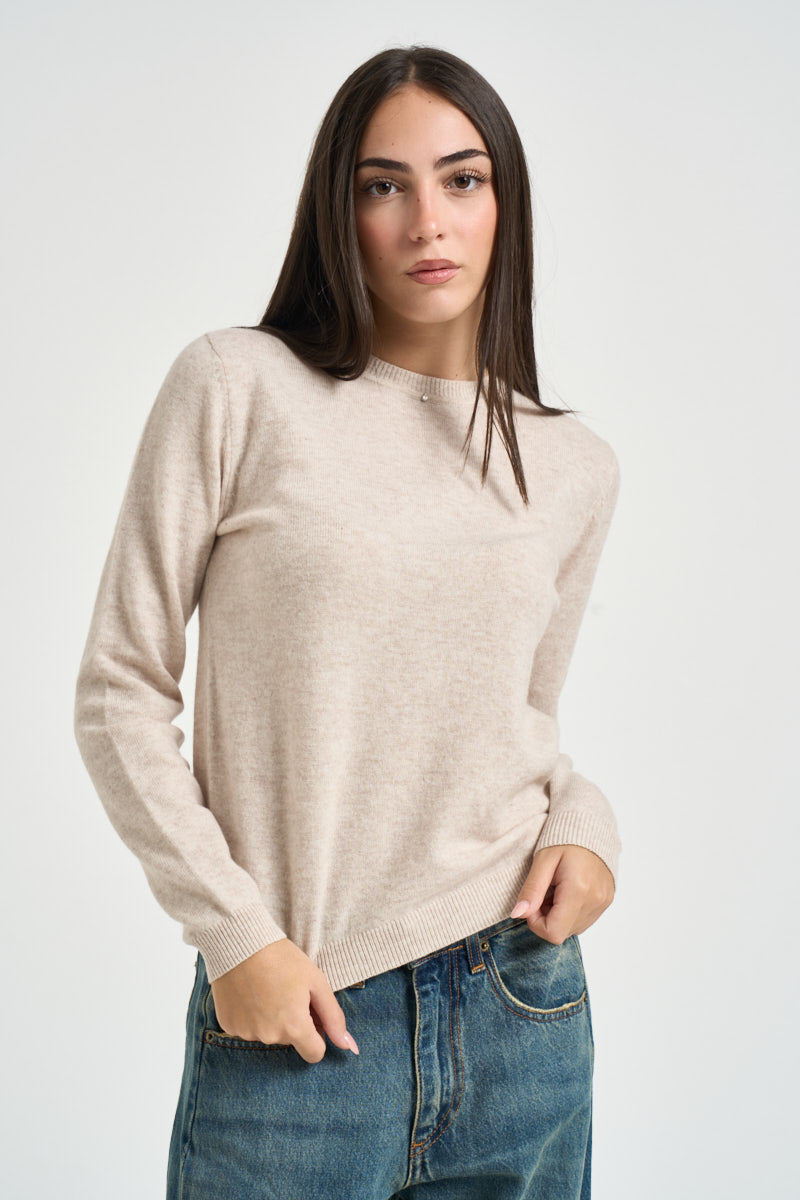 Maglia donna girocollo beige chiaro DGF6959 BEIGE INCLOTH 