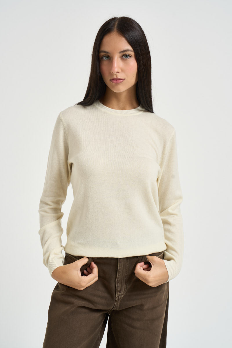 Maglia donna girocollo panna DGF6959 PANNA INCLOTH 