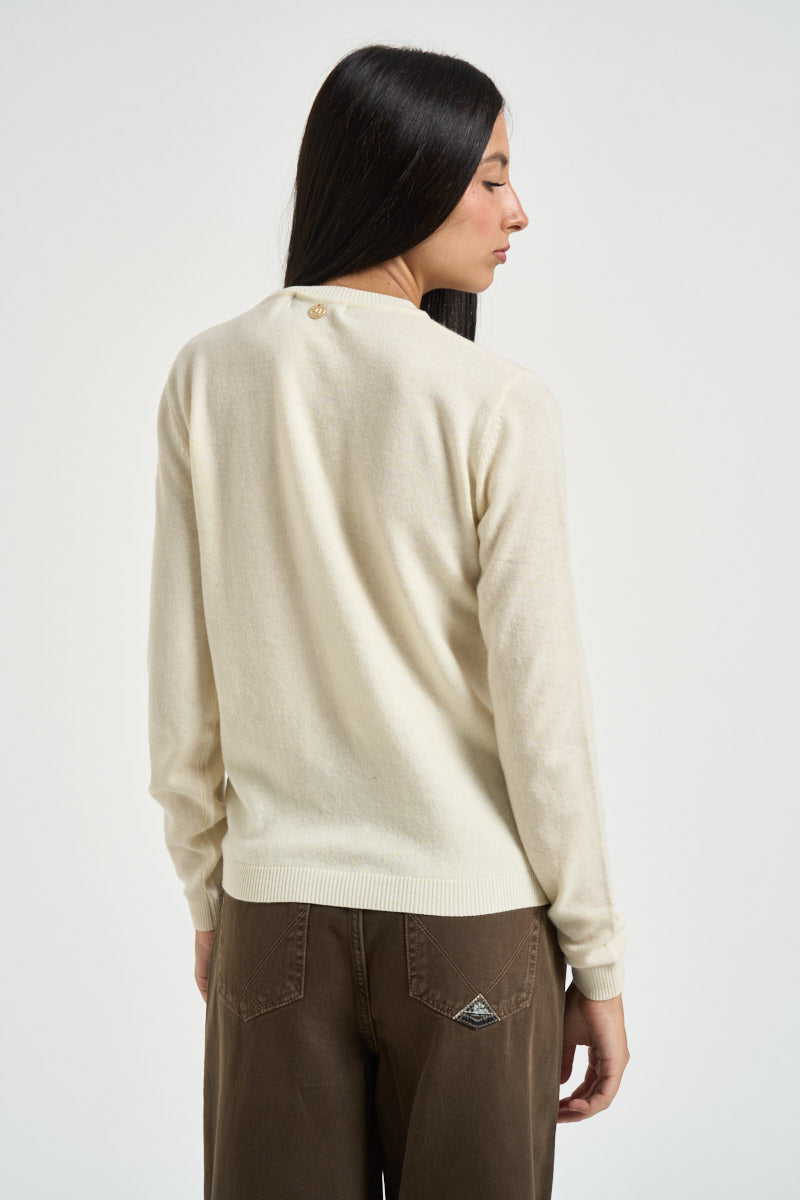 Maglia donna girocollo panna DGF6959 PANNA INCLOTH 