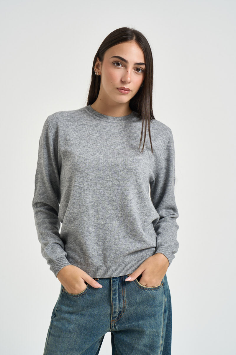 Maglia donna girocollo grigio chiaro DGF6959 PERLA INCLOTH 