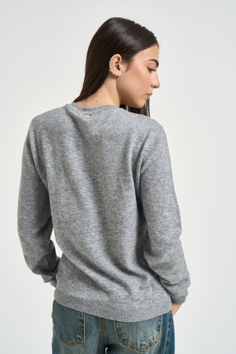 Maglia donna girocollo grigio chiaro DGF6959 PERLA INCLOTH 