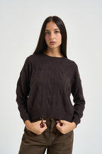 Maglia donna a trecce moro DGF6962 MORO INCLOTH 
