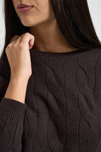 Maglia donna a trecce moro DGF6962 MORO INCLOTH 