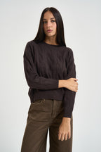 Maglia donna a trecce moro DGF6962 MORO INCLOTH 