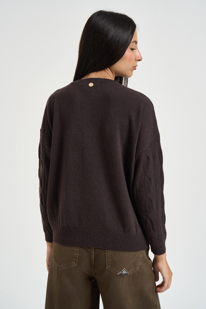Maglia donna a trecce moro DGF6962 MORO INCLOTH 