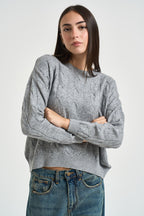 Maglia donna a trecce grigia DGF6962 PERLA INCLOTH 
