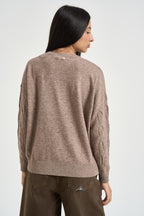 Maglia donna a trecce tortora DGF6962 TORTORA INCLOTH 