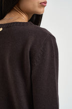 Maglia donna collo a barca marrone scuro DGF6964 MORO INCLOTH 