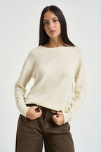 Maglia donna collo a barca panna DGF6964 PANNA INCLOTH 