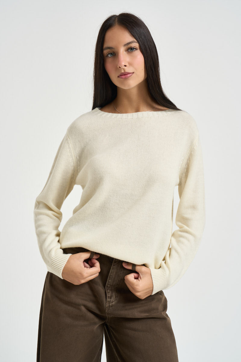 Maglia donna collo a barca panna DGF6964 PANNA INCLOTH 