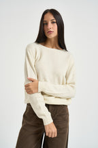 Maglia donna collo a barca panna DGF6964 PANNA INCLOTH 
