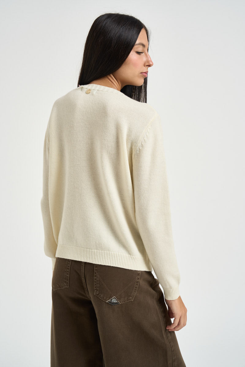 Maglia donna collo a barca panna DGF6964 PANNA INCLOTH 