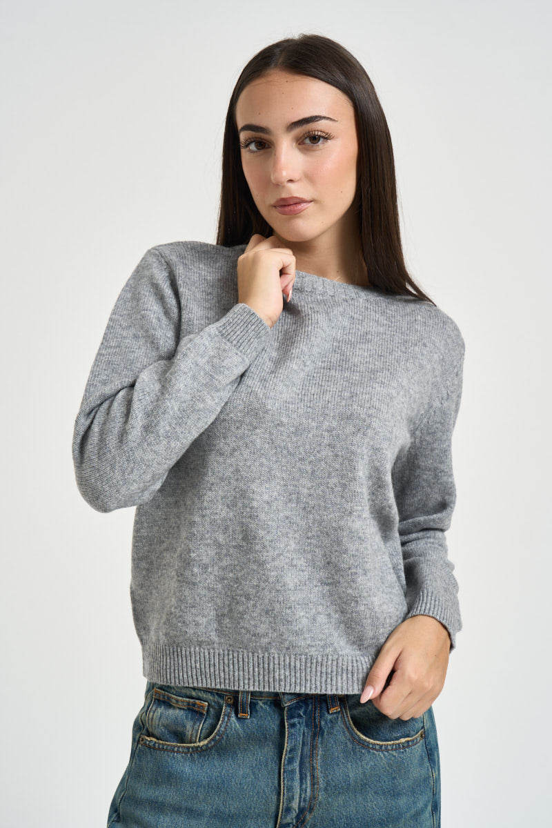 Maglia donna collo a barca grigia DGF6964 PERLA INCLOTH 
