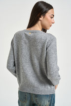 Maglia donna collo a barca grigia DGF6964 PERLA INCLOTH 