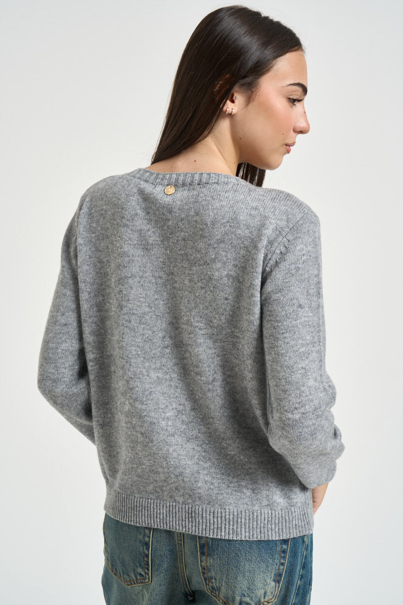 Maglia donna collo a barca grigia DGF6964 PERLA INCLOTH 