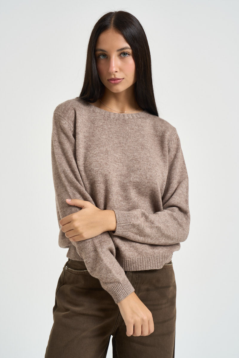 Maglia donna collo a barca tortora DGF6964 TORTORA INCLOTH 
